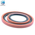 Black piston seal double acting NBR PTFE energized low friction piston seal